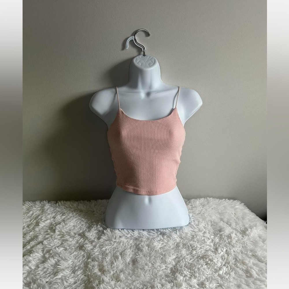 Garage pink ribbed crop top - size xs